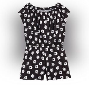 One Piece Cinched Waist Flower Print Shorts Romper Spring Summer